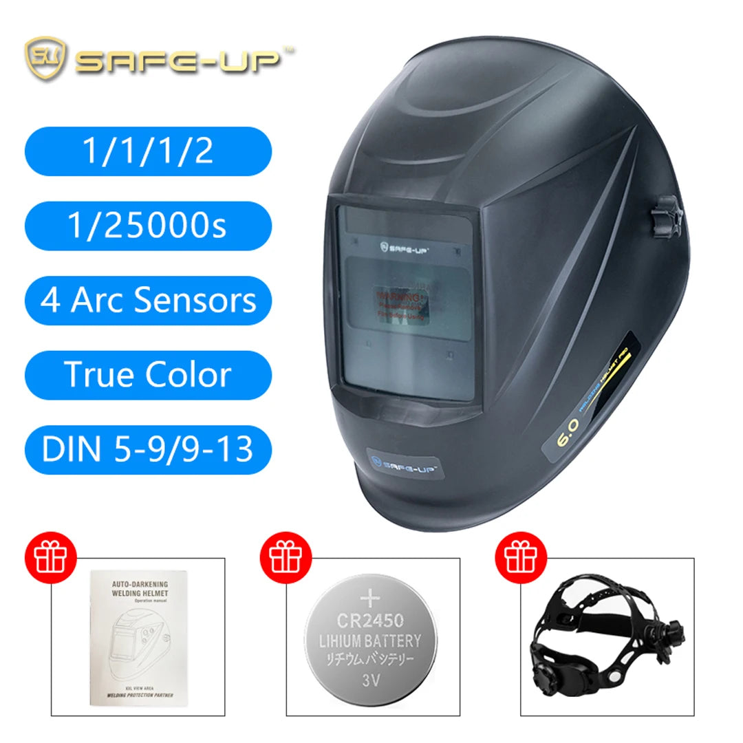 SAFE-UP MIG MAG TIG TRUE Color 4 Sensors Solar Cell Powered Auto Darkening Welding Helmet Welding Mask for Welder Machine