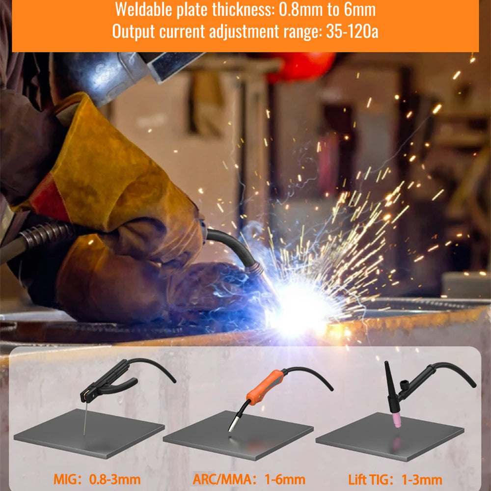 HITBOX 3 in 1 Semi-Automatic Mig Welding Machine Tig Argon Arc MIG Gasless Synergy Inverter Soldering Welder 110V 220V HBM1200