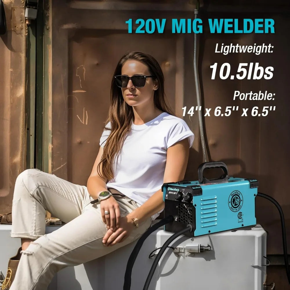 DURATECH 125A MIG Welder, 120V Flux Core Welder Gasless Welding Kit with Wire Feed, Welding Gun and 15A to 20A Plug Adapter, Por