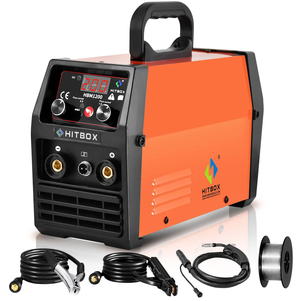 HITBOX 3 in 1 Semi-Automatic Mig Welding Machine Tig Argon Arc MIG Gasless Synergy Inverter Soldering Welder 110V 220V HBM1200
