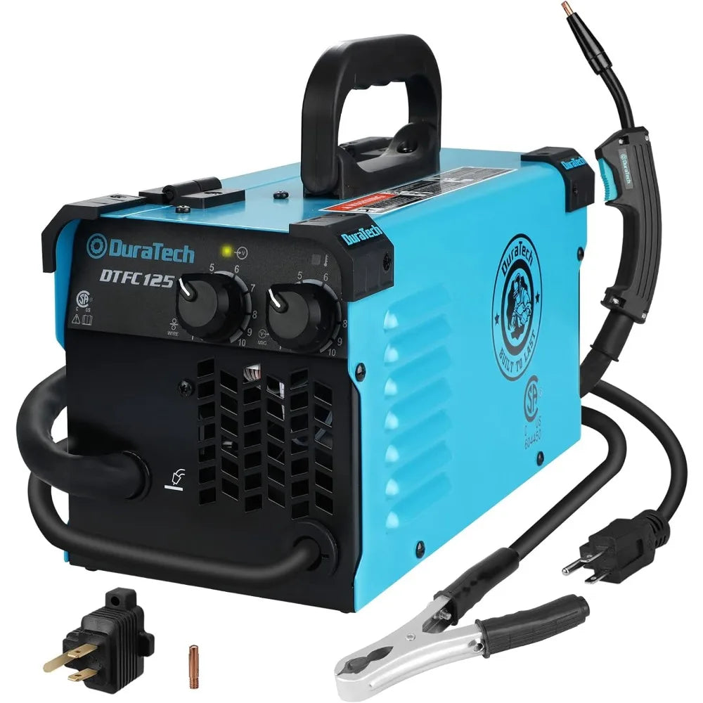 DURATECH 125A MIG Welder, 120V Flux Core Welder Gasless Welding Kit with Wire Feed, Welding Gun and 15A to 20A Plug Adapter, Por