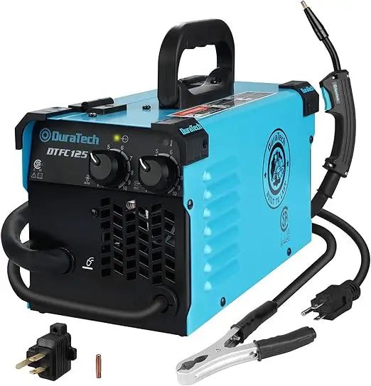 DURATECH 125A MIG Welder, 120V Flux Core Welder Gasless Welding Kit with Wire Feed, Welding Gun and 15A to 20A Plug Adapter, Por