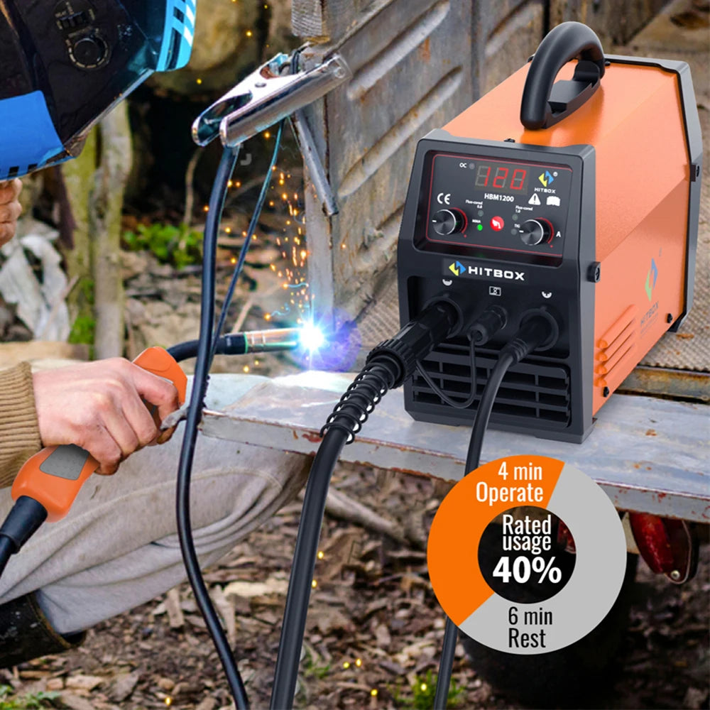 HITBOX 3 in 1 Semi-Automatic Mig Welding Machine Tig Argon Arc MIG Gasless Synergy Inverter Soldering Welder 110V 220V HBM1200
