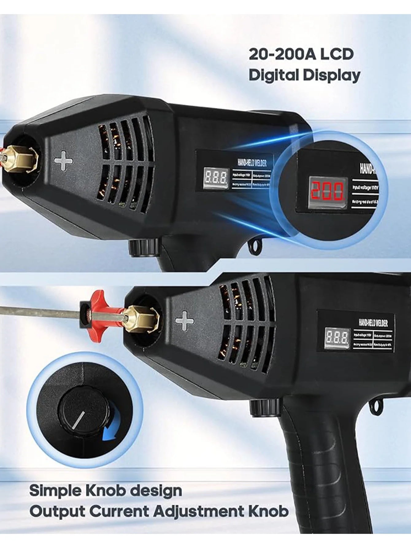 Handheld Welder Machine 110V Portable ARC Welding Machine 20-200Amp Digital Display IGBT Inverter With Welding Tool Set,Folding