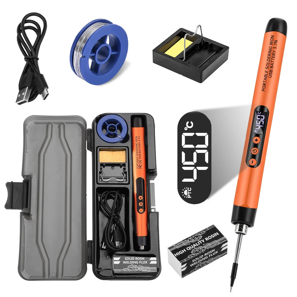 USB Soldering Iron Set Mini Digital Electric Soldering Iron Kit Type-C Interface Adjustable Temperature Solder Welding Iron Tool