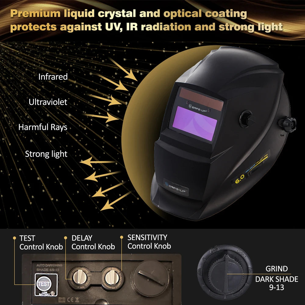 SAFEUP Welding Mask Auto Darkening Welding Helmet for Welder Machine Grind Cut Automatic Weld Tools