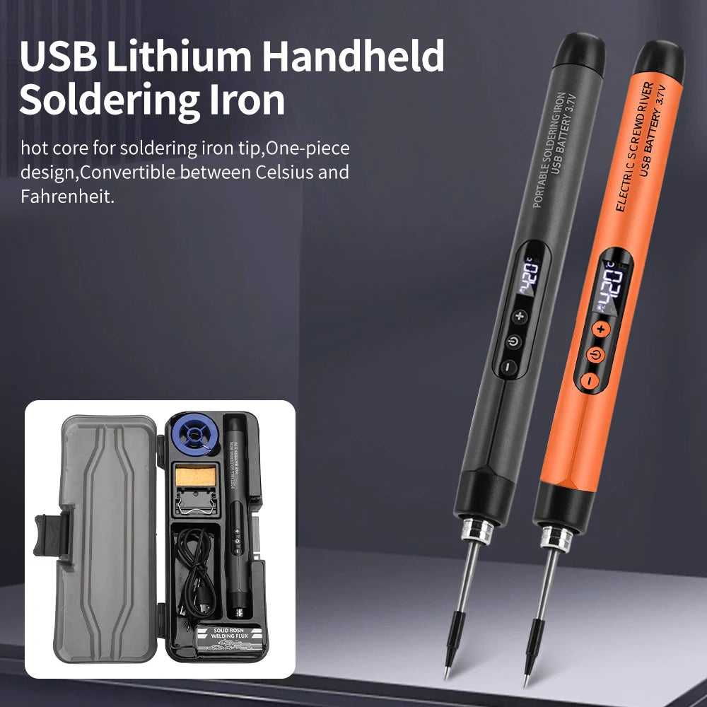 USB Soldering Iron Set Mini Digital Electric Soldering Iron Kit Type-C Interface Adjustable Temperature Solder Welding Iron Tool