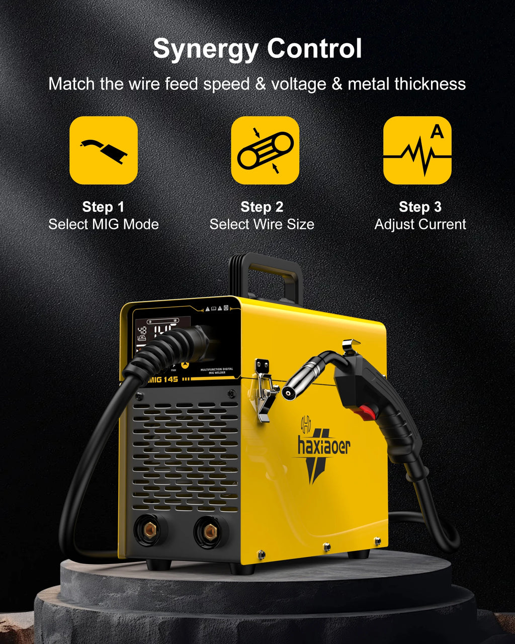 Haxiaoer MIG145 Welding Machine MMA/GASLESS MIG/LIFT TIG 120A Welder Flux Core Welder for Carbon Steel Stainless Steel