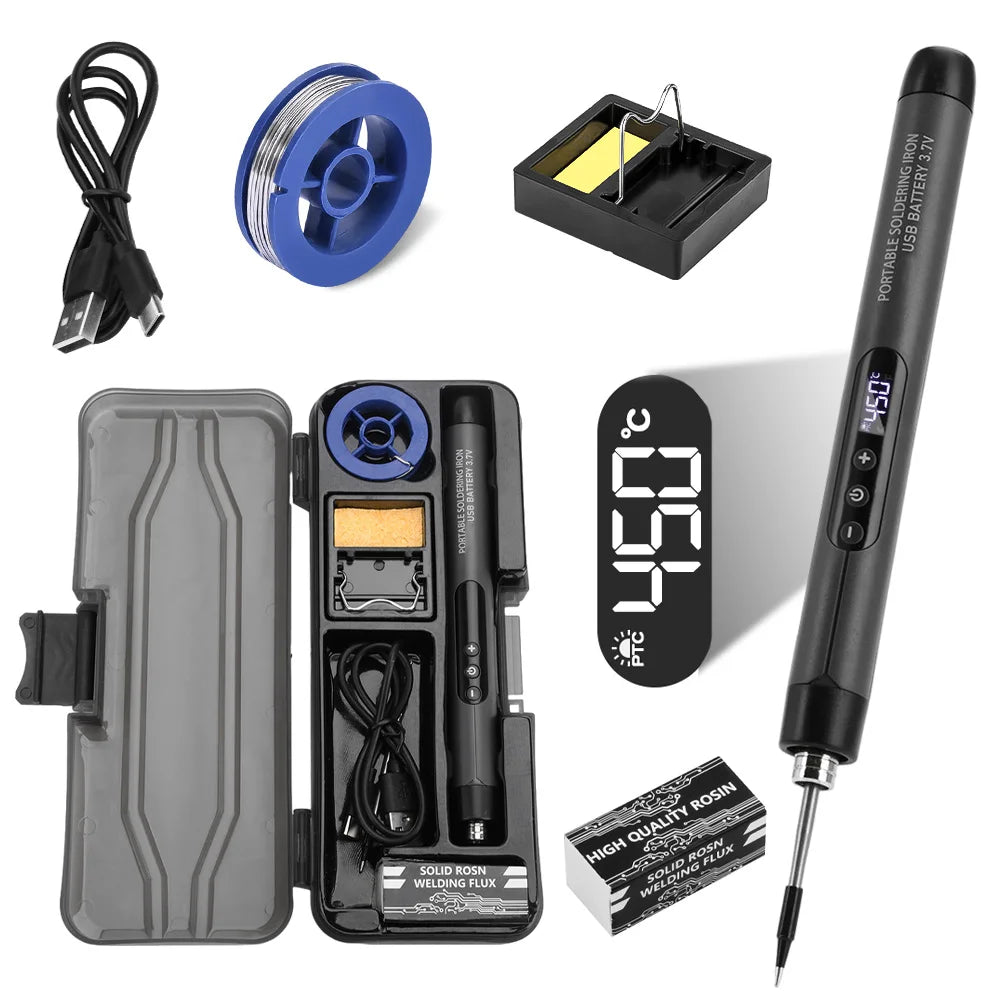 USB Soldering Iron Set Mini Digital Electric Soldering Iron Kit Type-C Interface Adjustable Temperature Solder Welding Iron Tool