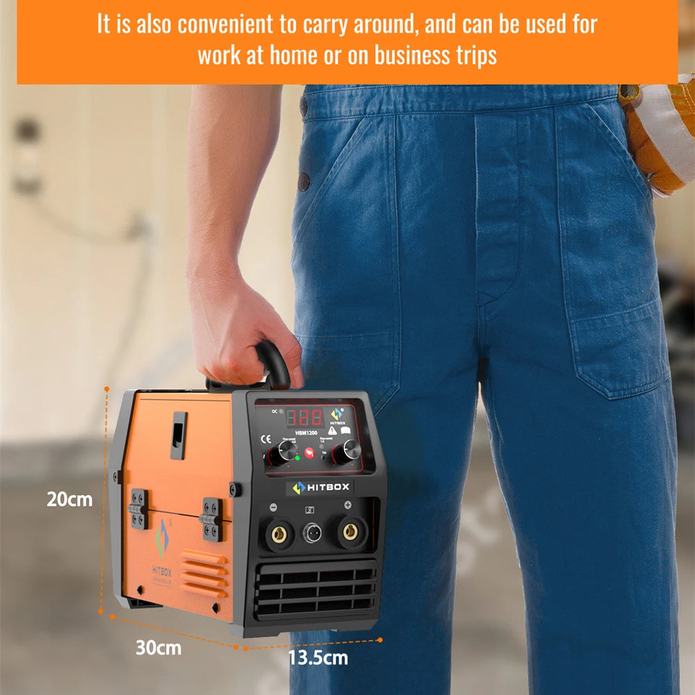 HITBOX 3 in 1 Semi-Automatic Mig Welding Machine Tig Argon Arc MIG Gasless Synergy Inverter Soldering Welder 110V 220V HBM1200