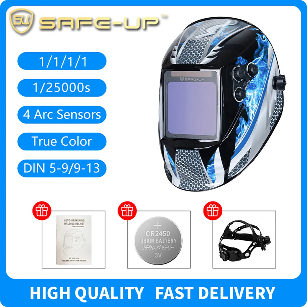 SAFE-UP MIG MAG TIG TRUE Color 4 Sensors Solar Cell Powered Auto Darkening Welding Helmet Welding Mask for Welder Machine